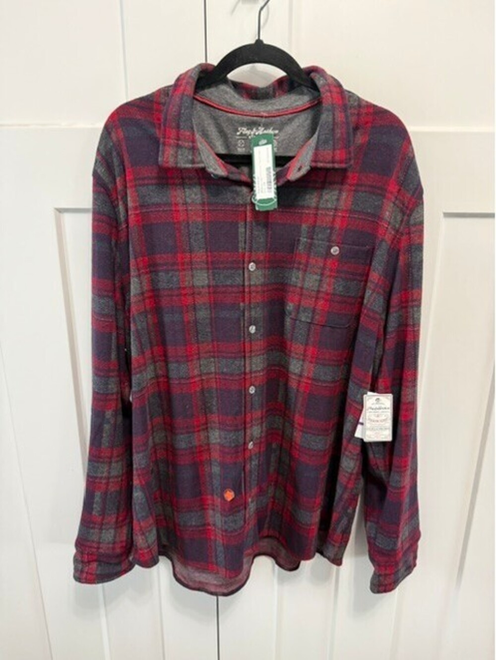 NWT Flag & Anthem long sleeve knit flannel shirt in red, blue, gray size XXL